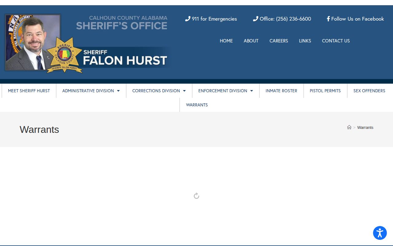 Calhoun County official warrant search for wanted fugitives