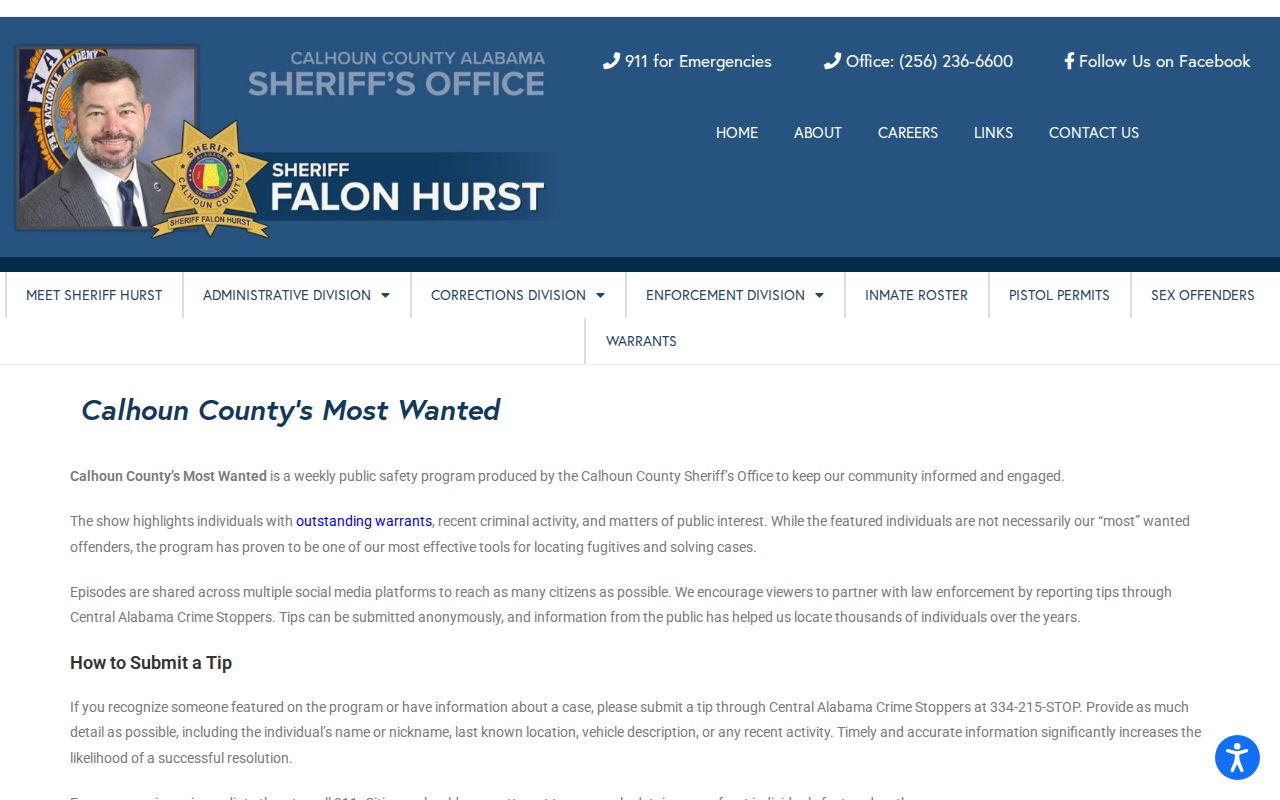 Calhoun County wanted fugitives official program interface